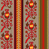 Димаут "под лён" Treartex 2531-46 с двусторонней печатью, растительный орнамент в полосах 